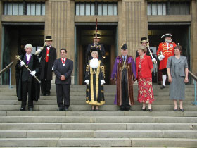 new lord mayor on steps of city hall
